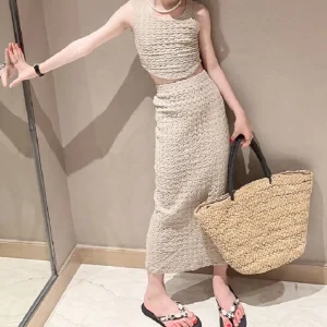 Ensemble de vêtements d&rsquo;été pour bébé fille 2 pièces jupe longue Gla tenue assortie pour la famille couleurabricot