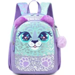 Sac à dos enfant filles école paillettes motifs animaux oreilles peluche pompon zips compartiments