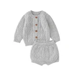 Ensemble vêtements bébé cardigan short tricot coton unisexe 018 mois automne printemps doux confortable