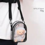 Sac à bandoulière transparent avec peluche noir 14 cm accessoire style kawaii Labubu V2 V3