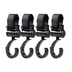 Crochet multifonction portable 4 pièces Noir pour poussette sac à langer torchon suspension murale ajustable moderne pratique qualité premium