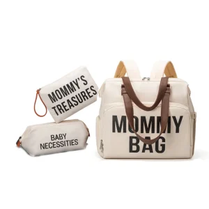 Sac à langer multifonctionnel de grande capacité 3 pièces sac à dos maman beige crème qualité supérieure Easy Poussette