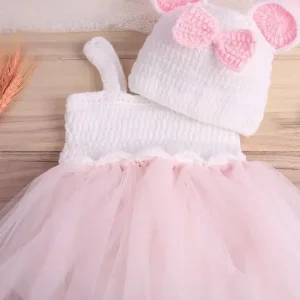 Ensemble 2 pièces pour bébé nouveauné robe photo bébé fille et garçon bonnet en tissu doux tenue photo Fotografia robe rose Ensemble 2 pièces pour bébé nouveauné robe photo bébé fille et garçon bonnet en tissu doux tenue photo Fotografia robe rose