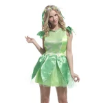 Costume de carnaval pour femmes et filles robe de fée Cosplay forestière fleurs vertes Tinker Halloween fête d&rsquo;anniversaire déguisement enfant adulte