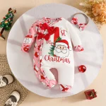 Tenue de noël pour bébé fille, ensemble barboteuse et pantalon pour nouveau-né, vêtements d&rsquo;automne et d&rsquo;hiver pour nourrissons, tenues de premier noël, pantalons pour bébé fille, Ropa NiñO – Red