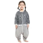 Pyjama combinaison enfant requin gris manches longues pyjama hiver cosy 46 ans doux pelucheux