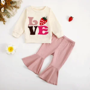 Ensemble 2 pièces brodé pour bébé fille tenue mignonne en coton et élasthanne automnehiver