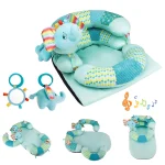 Tapis de soutien du ventre 3 en 1 pour bébé oreiller assis jouets tapis de jeu sensoriel cadeau bébé fille et garçon  Blue