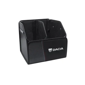 Organisateur de voiture DACIA rangements pliables pour coffre et siège fermeture éclair style sportif noir avec accents bleu et rouge Organisateur de voiture DACIA rangements pliables pour coffre et siège fermeture éclair style sportif noir avec accents bleu et rouge