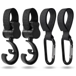 Crochet de Poussette Multifonctionnel pour Bébé Accessoires de Shopping Crochet en Plastique et Nylon Design Moderne Noir Usage Pratique