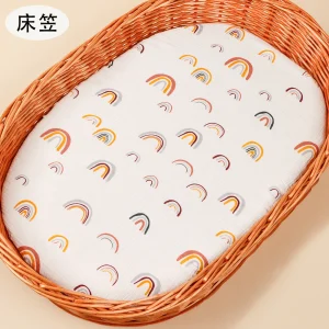 Bassinet bébé en osier avec matelas coton arcenciel lit portable pour nouveauné panier ovale moderne et sécuritaire