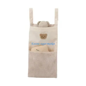 Organisateur de rangement pour berceau bébé en polyester respirant crochet renforcé style simple cadeau pratique