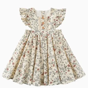 Robe enfant fille manches volantes floral coton doux style girly été occasion spéciale Robe enfant fille manches volantes floral coton doux style girly été occasion spéciale