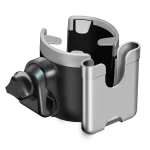 Portegobelet poussette 2 en 1 avec support téléphone rotatif 360° antidérapant pour fauteuil roulant poussettes scooters  Gris