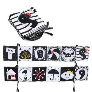 Livre en tissu sensoriel pour bébé 03 ans jouets éducatifs contraste noir et blanc développement sensoriel texture douce idéal berceau cadeau naissance