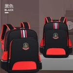 Sac à dos léger et étanche pour enfants cartable durable avec sangles réglables design sportif noir et rouge