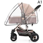 Housse de pluie poussette bébé transparente parebrise étanche protection antivents portable adaptée poussettes combinées design moderne Usage quotidien urbain et randonnée