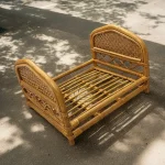 Lit pour chien en rotin lit artisanal design vintage style bohème couleurs beige clair idéal pour animaux de compagnie lit confortable et décoratif accessoire pour studio photo