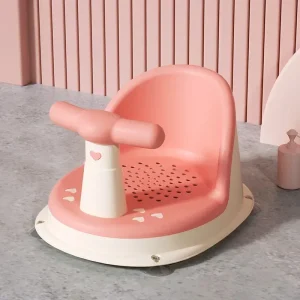 Siège de douche anti-brûlure pour bébé avec ventouse, support de douche portable pour nouveau-nés, siège de jeu, accessoires de croissance pour enfants – pink