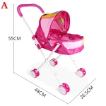 Poussette pour poupée fille 38 ans style girly rose pliable légère jouet éducatif pour enfants