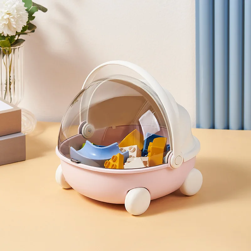 Boîte de rangement portable en plastique antipoussière pour jouets bébé organisation bureau coffre voiture rangement divers