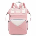 Sac à dos maternité multifonctionnel en polyester Summel poches zippées design moderne rose et blanc confortable et durable idéal pour bébé ou quotidien