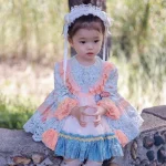 Robe demoiselle d&rsquo;honneur fille vêtements enfants mariage robe bal fille patchwork style européen américain matériau coton manches pétale col rasducou été 46 ans