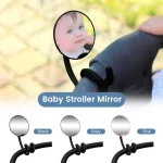 Miroir de poussette bébé 360° ajustable  Vision panoramique  Pied en silicone antiglisse  Matériau incassable  Design moderne  Accessoire de sécurité pour promenades