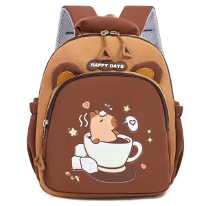 Sac à dos enfant HAPPY DAYS style Capybara nylon doux grand compartiment poches multiples design mignon confortable usage quotidien école loisirs Sac à dos enfant HAPPY DAYS style Capybara nylon doux grand compartiment poches multiples design mignon confortable usage quotidien école loisirs