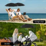 Parapluie poussette portable pliable antiUV clip universel imperméable parasol plage chaise camping protection solaire bébé design moderne multifonctionnel