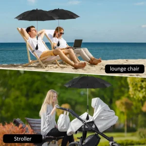Parapluie poussette portable pliable antiUV clip universel imperméable parasol plage chaise camping protection solaire bébé design moderne multifonctionnel