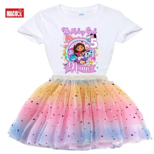 Ensemble robe tutu anniversaire fille tenue princesse personnalisée tshirt coton jupe tulle accessoire fete enfant fille 37 ans Ensemble robe tutu anniversaire fille tenue princesse personnalisée tshirt coton jupe tulle accessoire fete enfant fille 37 ans