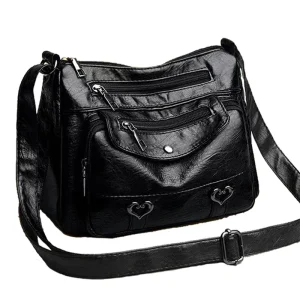 Sac maman PU ajustable 3 compartiments zippés bandoulière réglable style élégant sac à bandoulière versatile pour femmes voyage et shopping