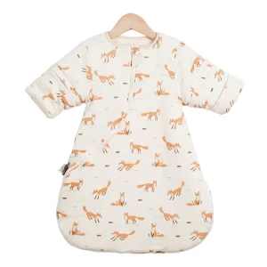 Sac de couchage d&rsquo;hiver bébé renard doux et chaud pour nourrissons 3 à 30 mois sac de nuit confortable design moderne motifs renard couleur crème et orange