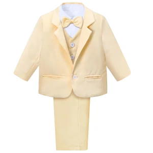 Costume bébé garçon baptême mariage église anniversaire cérémonie Smoking jaune pâle élégant coordonné
