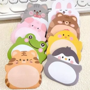 Ensemble de 8 livres de notes adhésives en forme d&rsquo;animaux design kawaii 160 feuilles colorées pour organisation et décoration