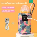 Housse chauffante pour biberon portable camouflage USB compatible poussette sac isolé réchauffe biberon bébé nouveauné style moderne fun