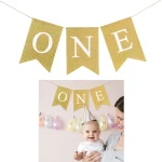 Banderole anniversaire bébé guirlande premier anniversaire décoration chaise enfant fete anniversaire bébé fille et garçon accessoire fête décoration intérieure et extérieure bébé 1 an cadeau fête bébé