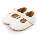 Chaussures bébé en cuir synthétique ballerines antidérapantes premiers pas fille garçon blanc