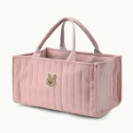 Sac de rangement multicompartiments pour couches portable en polyester durable design mignon lapin rose idéal pour bébé et sorties