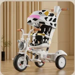 Tricycle poussette FOREVER pour enfants 3 roues canopy design vache 14 ans portable compact éveil outdoor