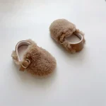 Chaussures bébé mode peluche coton enfants premiers marches marcheurs épaissi hiver automne chaud garçon chaussures enfants chaussures souples 02 ans  Apricot