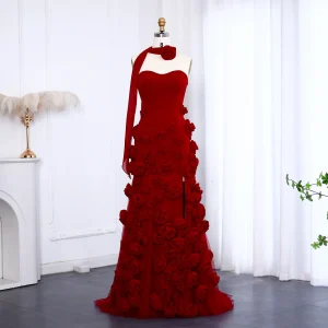 Robe de soirée Sharon Said élégante rose fleurs longue train sirène occasion formelle mariage gala soirée style romantique polyester tissu tulle