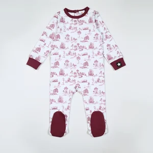 Pyjama bébé longues manches imprimé paysage coton doux boutons pression pieds en tissu rouge vêtement confortable bébé fille garçon cadeau Pyjama bébé longues manches imprimé paysage coton doux boutons pression pieds en tissu rouge vêtement confortable bébé fille garçon cadeau
