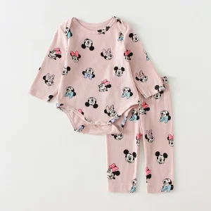 Tenue bébé 01 ans Mickey Minnie Disney ensemble pyjama coton manches longues pantalon élastique style enfant automne printemps