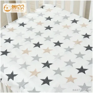 Draphousse pour lit bébé RAN BEIBEI motif étoiles 105×60 cm coton elastique sécuritaire style moderne hypoallergénique facile entretien collection étoiles Draphousse pour lit bébé RAN BEIBEI motif étoiles 105×60 cm coton elastique sécuritaire style moderne hypoallergénique facile entretien collection étoiles