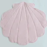 Tapis de jeu coquille en polyester doux bébé style nordique rose pastel chambre d&rsquo;enfant déco cosy usage multiple