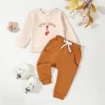 Tenue 2 pièces pour bébé ensemble sweatshirt longues manches et pantalon élastique canard brodé vêtements d&rsquo;automne pour nouveauné
