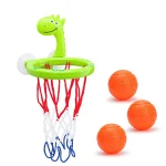 Jouet de bain écofriendly pour bébé panier de basket en plastique ABS cerceau dinosaure 3 balles en nylon sécurité et durabilité design ludique
