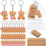 Porteclés ours en peluche souvenirs bébé cadeau anniversaire fille garçon set 10/20 pièces étiquettes remerciement organza